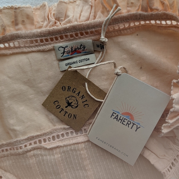 Faherty Willa Button Front 100% Organic Cotton Long Sleeve Vanilla Cream M NWT - Picture 16 of 16